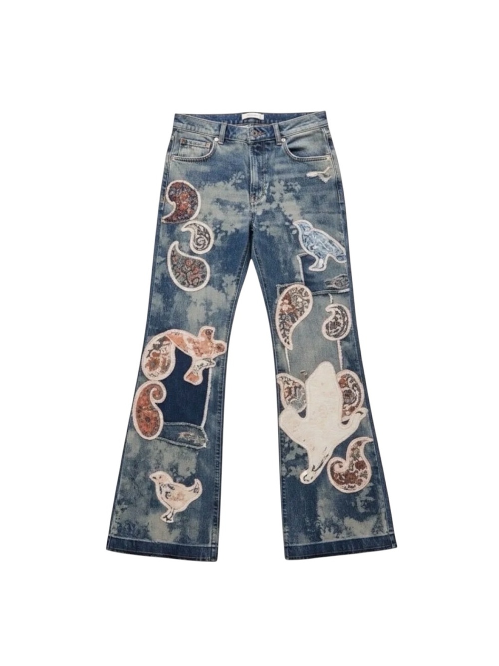 Free People Flying High Patched Flare Denim Jeans NWT Size 27 $348 - Picture 4 of 4